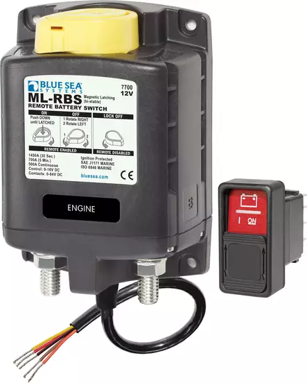 Blue Sea Systems Solenoid ML 500A 12V RBS With Manual Control (incl 2145-BSS Switch) - Sähköiset pääkytkimet - 7700-BSS - 1